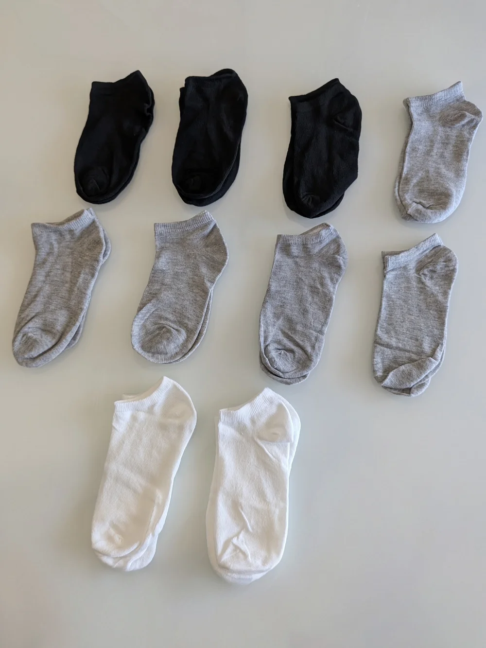 Everyday Ankle Low Cut Socks Gray, Black & White (10 Pack) Lot Bundle